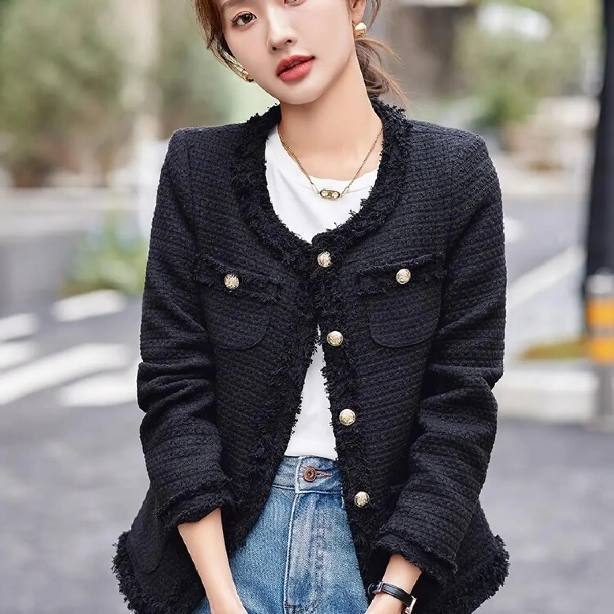 Giacca da donna alla moda Giacca casual da donna Rosa Beige Blu Nero Manica lunga monopetto Cappotto autunno inverno femminile