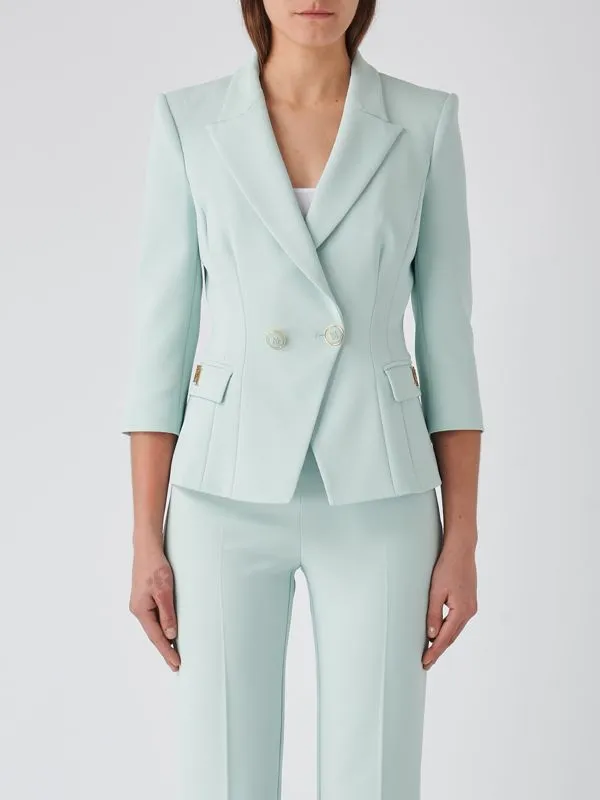 Giacca donna Elisabetta Franchi doppiopetto in crêpe Acqua