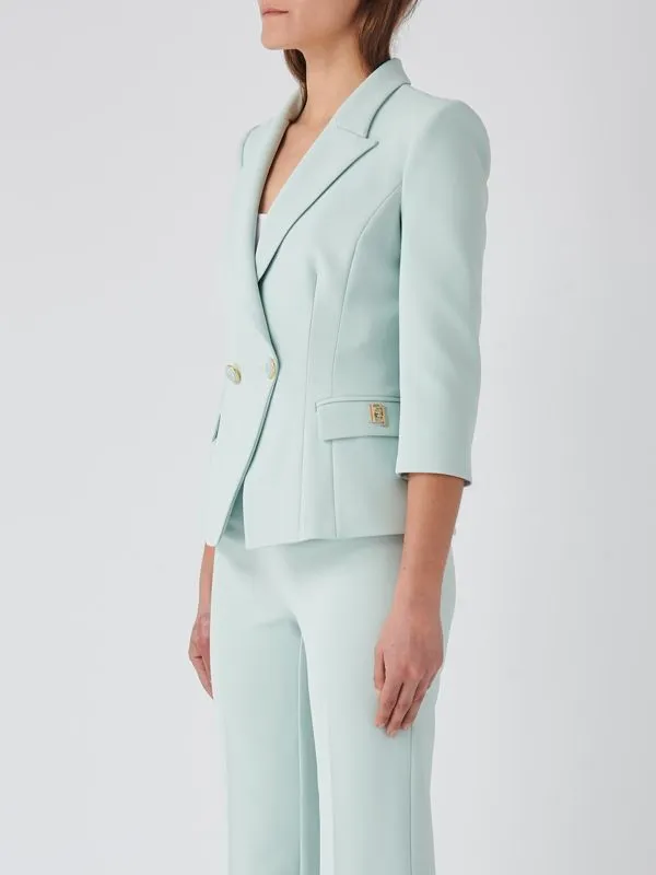 Giacca donna Elisabetta Franchi doppiopetto in crêpe Acqua