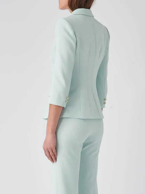 Giacca donna Elisabetta Franchi doppiopetto in crêpe Acqua