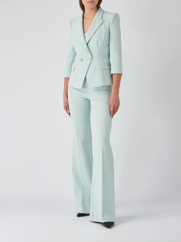 Giacca donna Elisabetta Franchi doppiopetto in crêpe Acqua