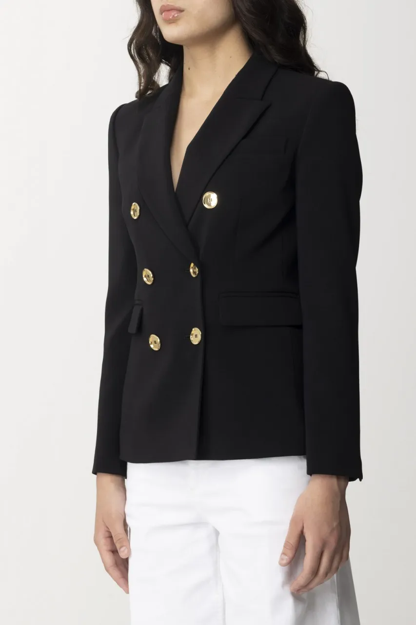 Giacca doppiopetto con tasche a patta Black