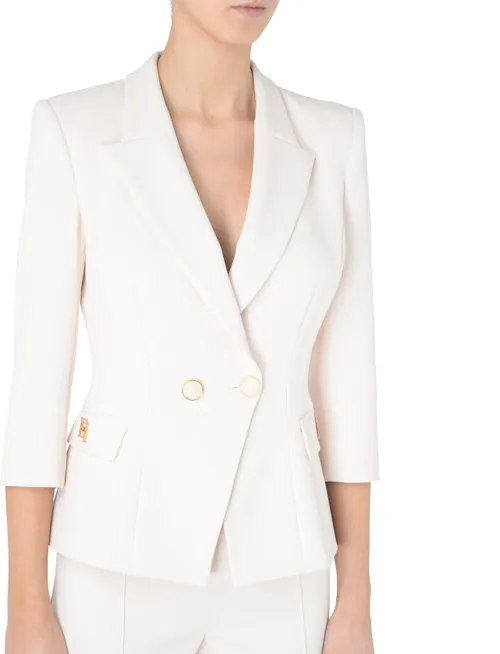 Giacca doppiopetto Elisabetta Franchi color burro