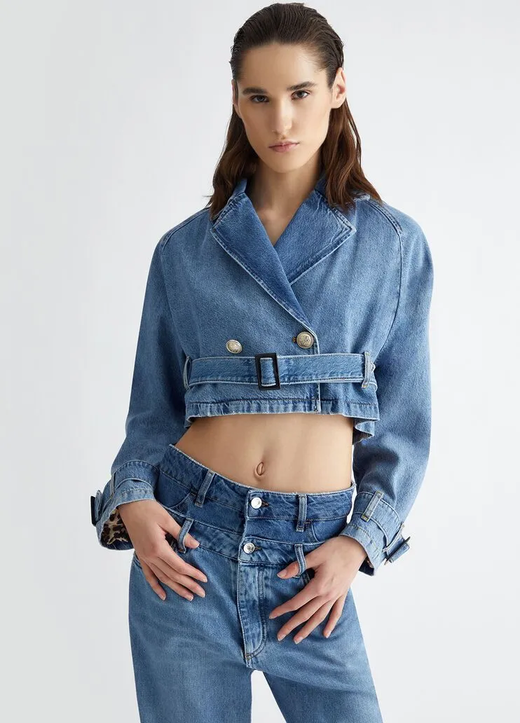 Giacca doppiopetto in denim liu jo