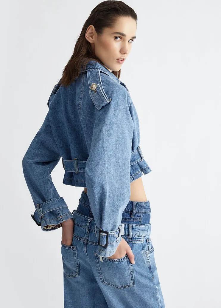 Giacca doppiopetto in denim liu jo