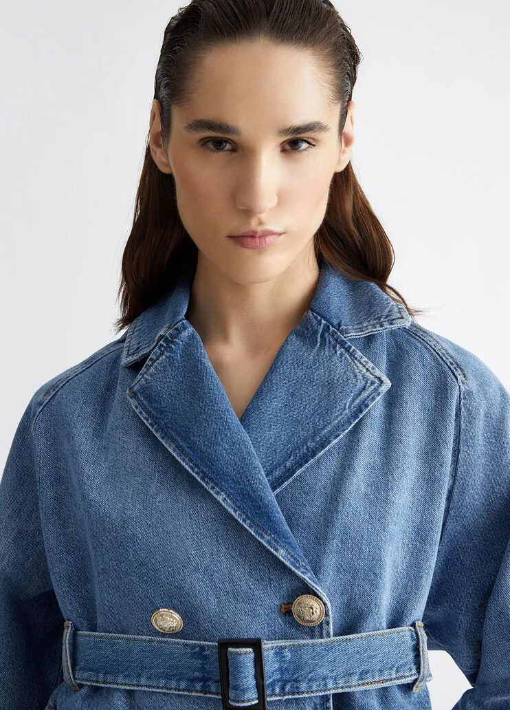 Giacca doppiopetto in denim liu jo