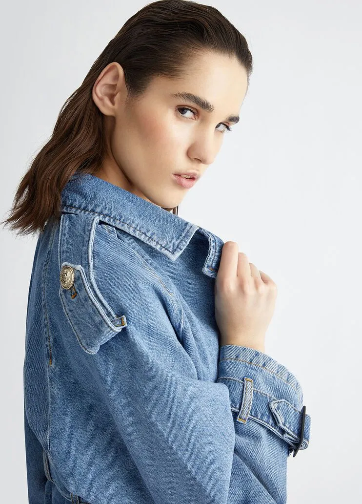 Giacca doppiopetto in denim liu jo