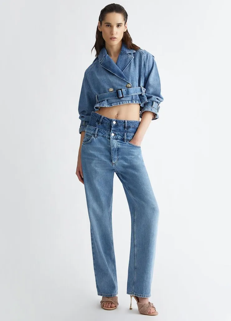 Giacca doppiopetto in denim liu jo