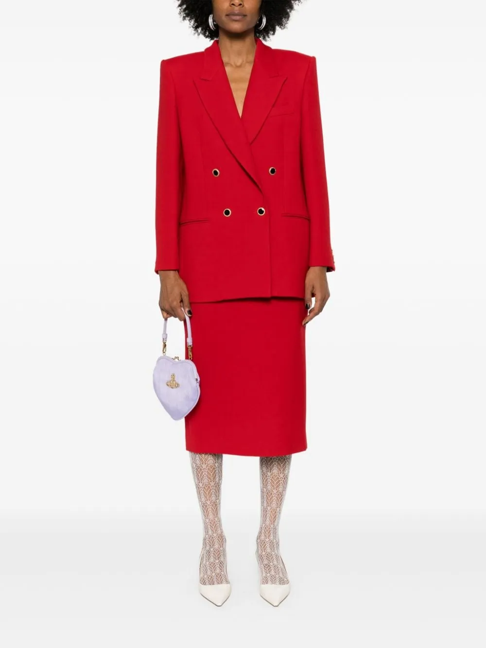Giacca doppiopetto in lana in rosso Alessandra Rich - donna