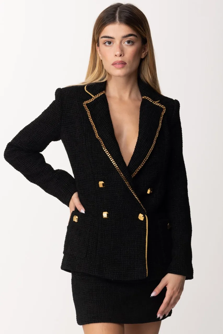 Giacca doppiopetto in tweed Nero