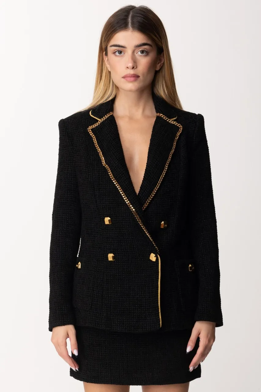 Giacca doppiopetto in tweed Nero