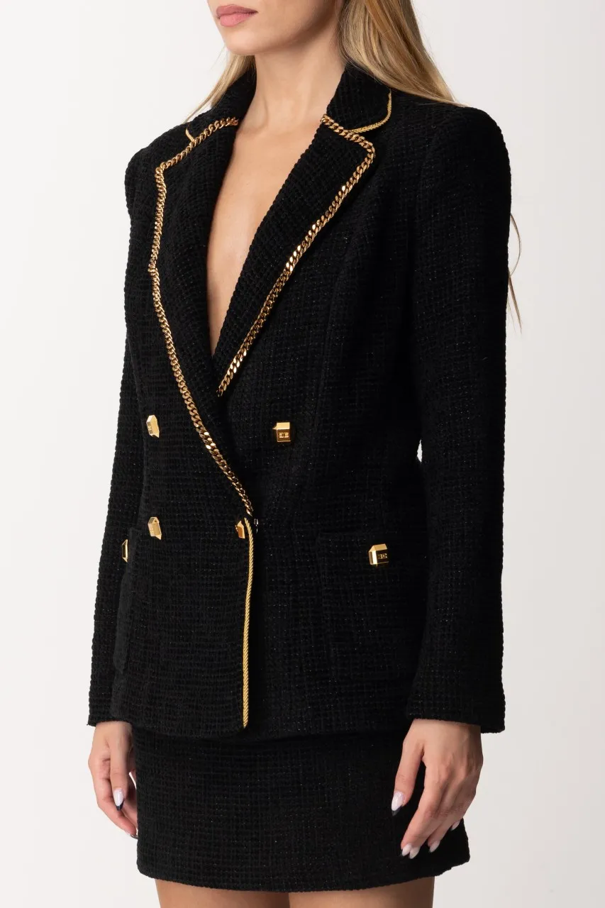 Giacca doppiopetto in tweed Nero