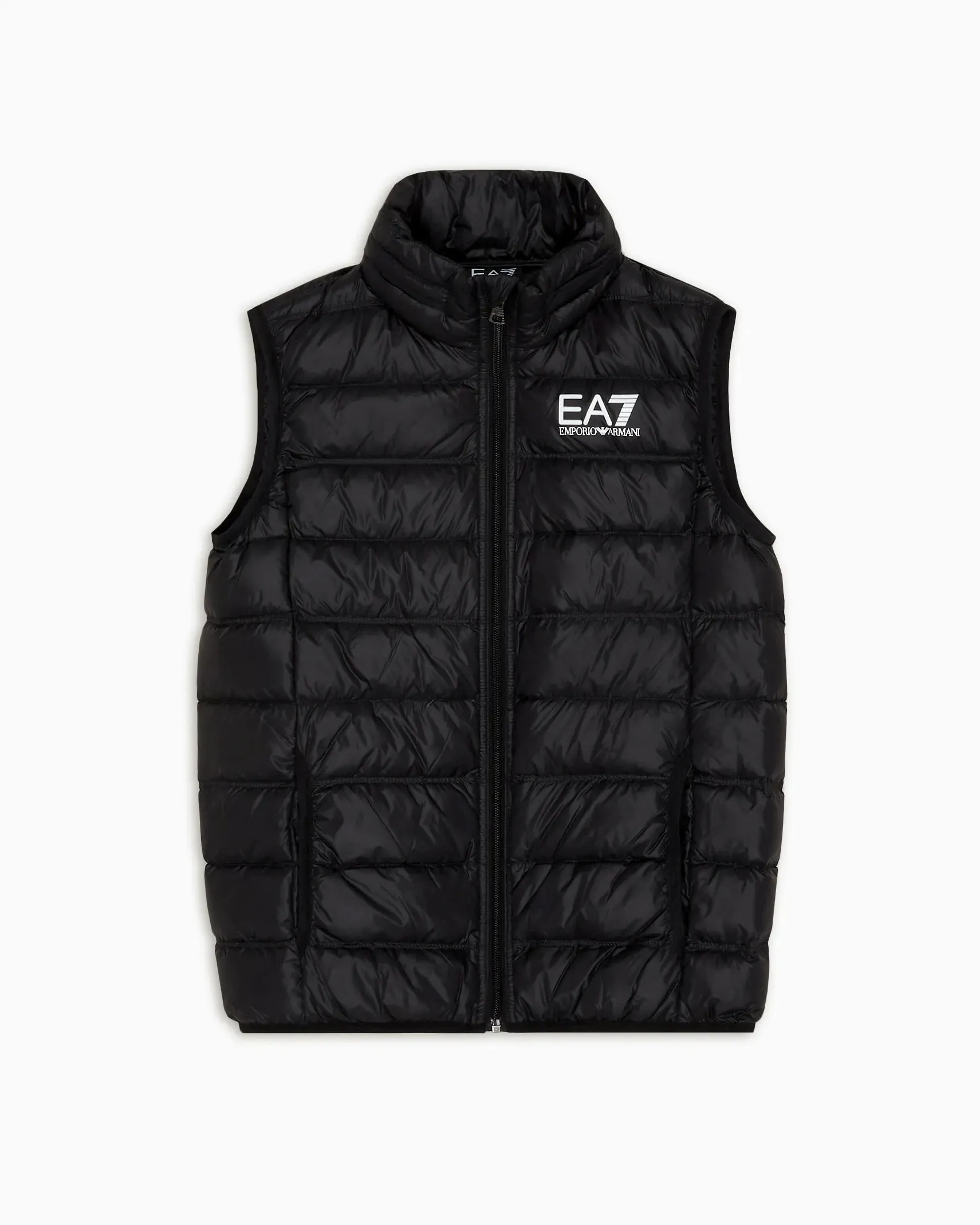 Gilet nero in nylon leggero imbottito in piuma 10-16 anni