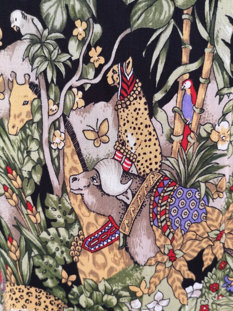 Gonna in misto cotone fantasia animali nella foresta