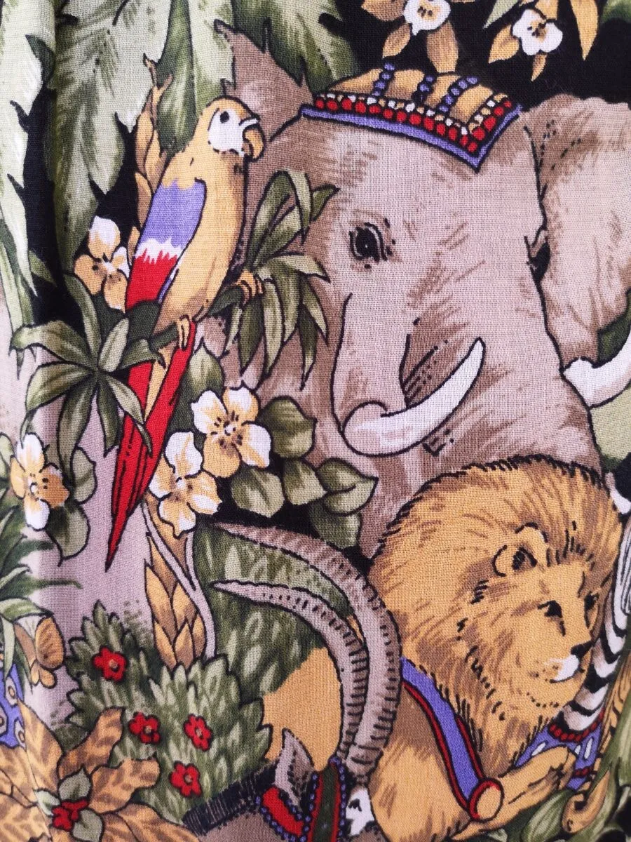 Gonna in misto cotone fantasia animali nella foresta