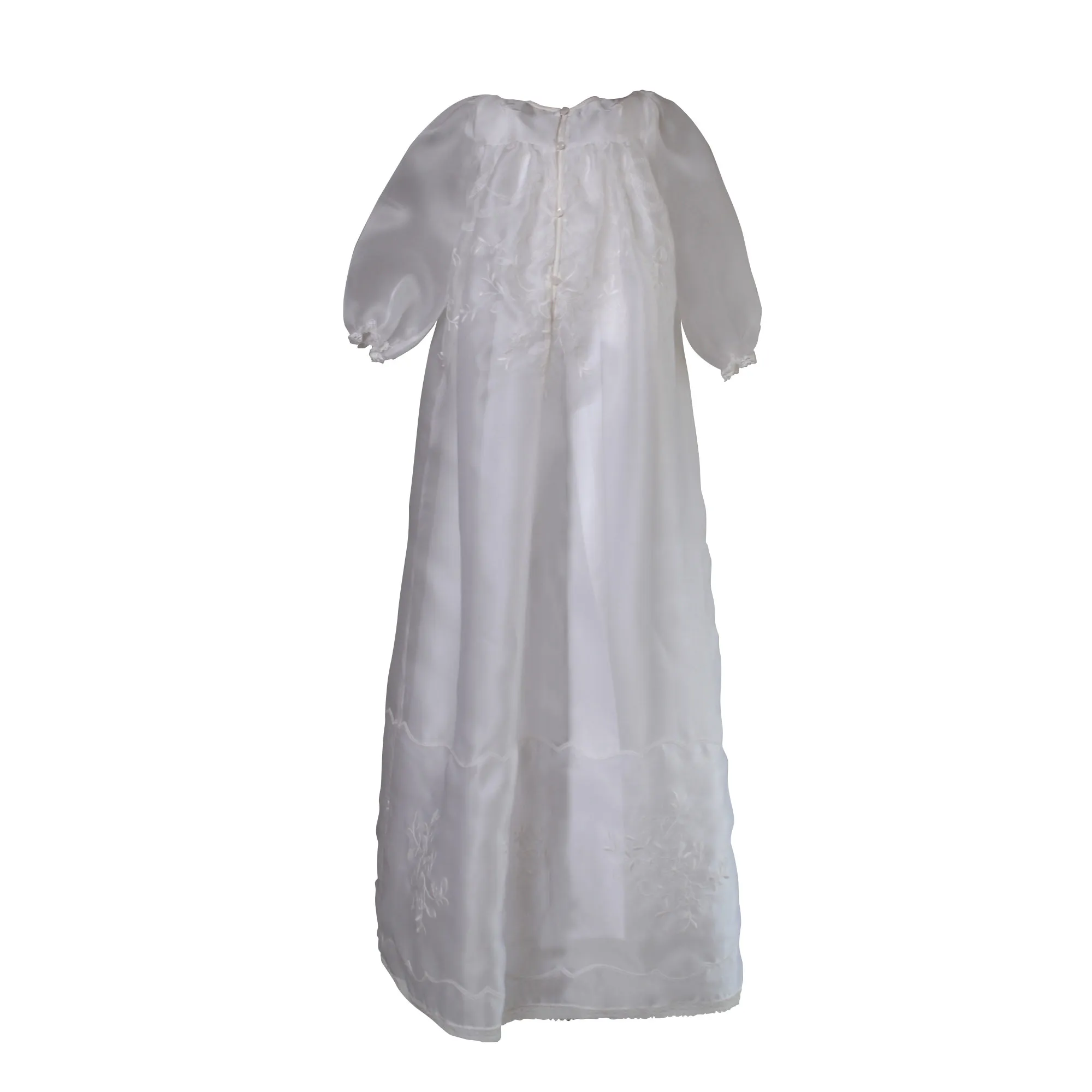 Grembiulone Battesimale Organza Di Seta Ricamato