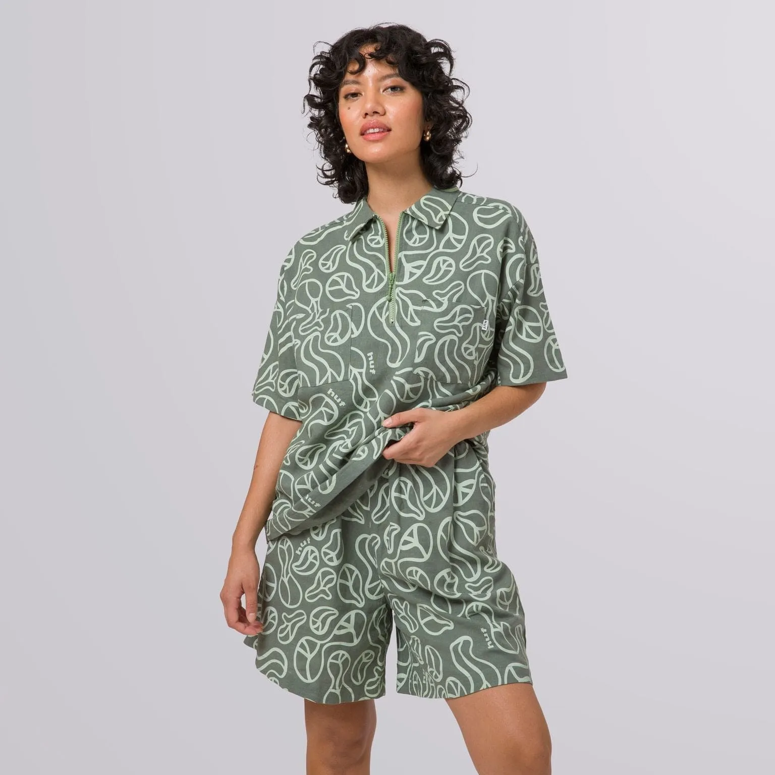 GROOVY ZIP WORK SHIRT - SAGE