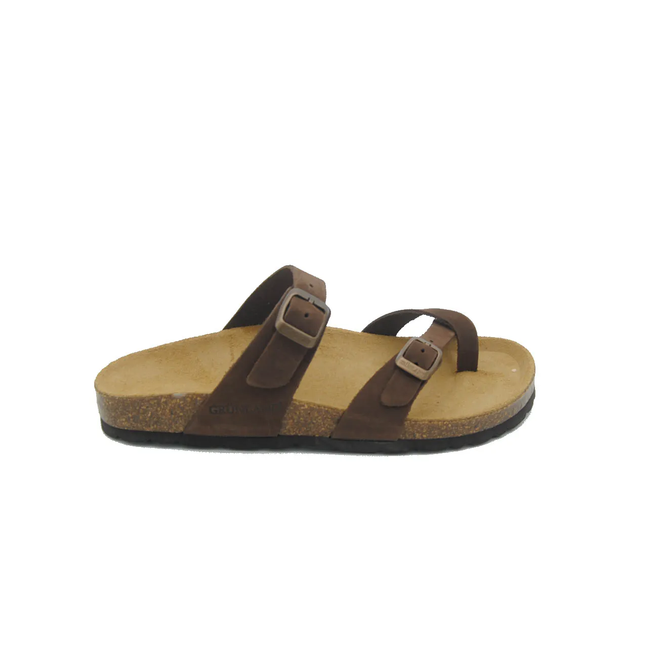 Grunland sandalo fermadito anatomico suede marrone