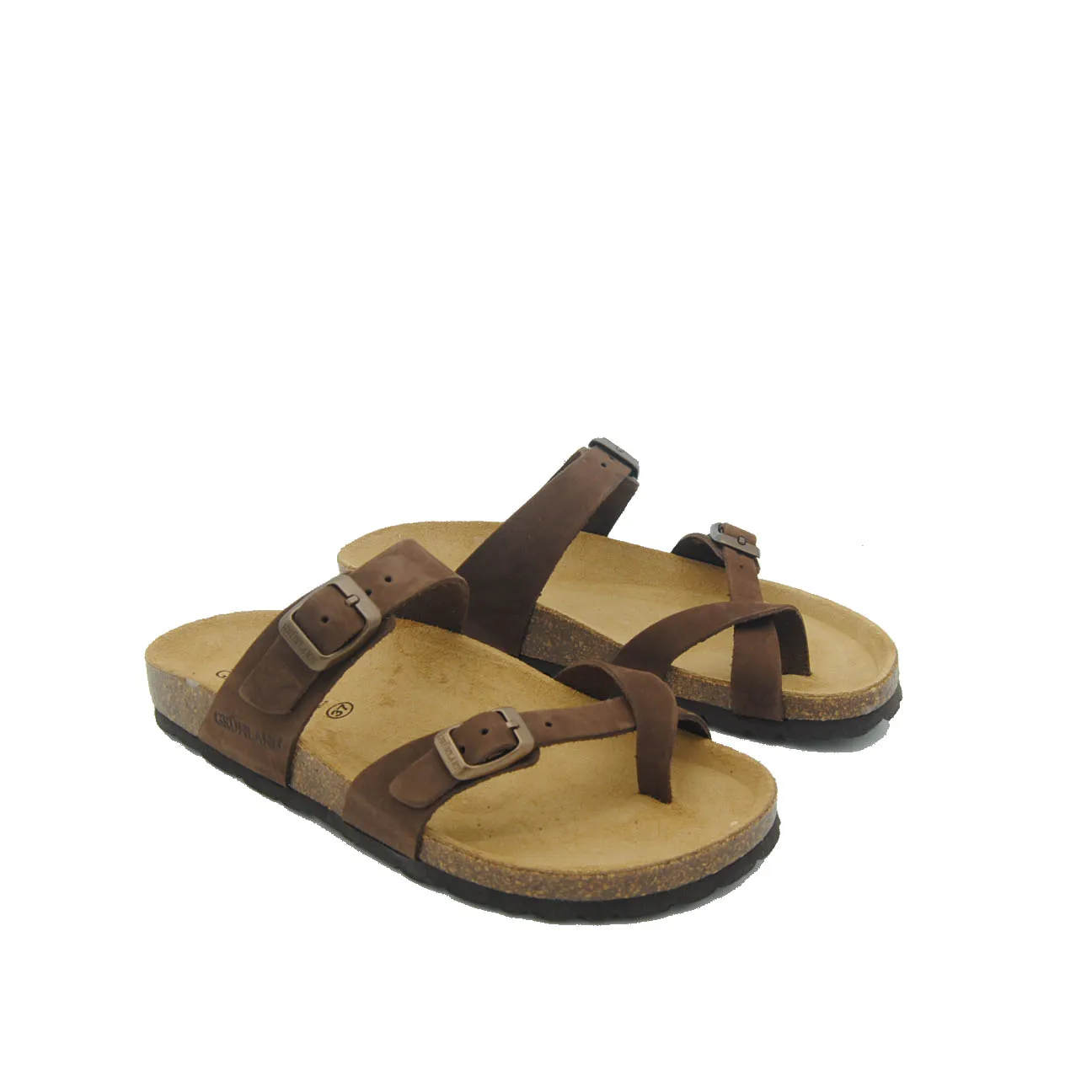 Grunland sandalo fermadito anatomico suede marrone