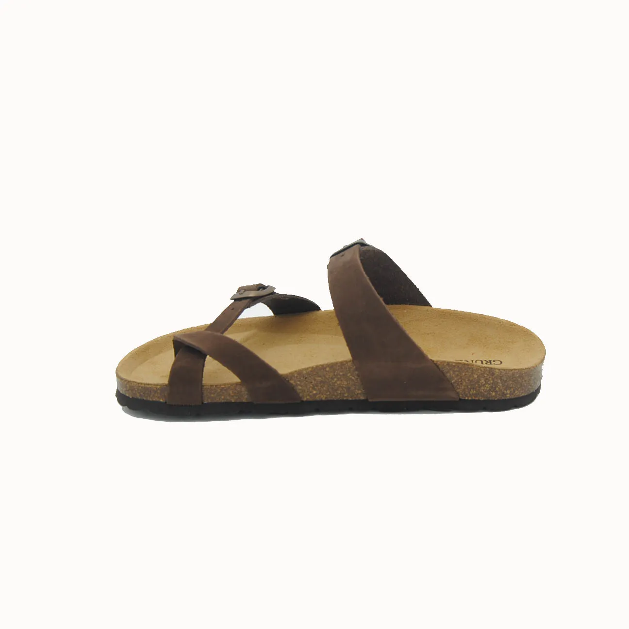 Grunland sandalo fermadito anatomico suede marrone