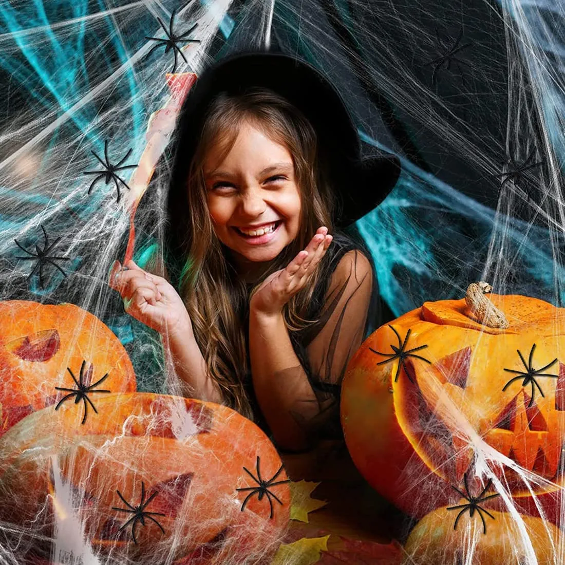HUHUDAY Ragnatele Halloween Estensibili, 240g Ragnatele Halloween Estensibile e 70 Ragno Finto, Addobbi Halloween Che Possono Cr
