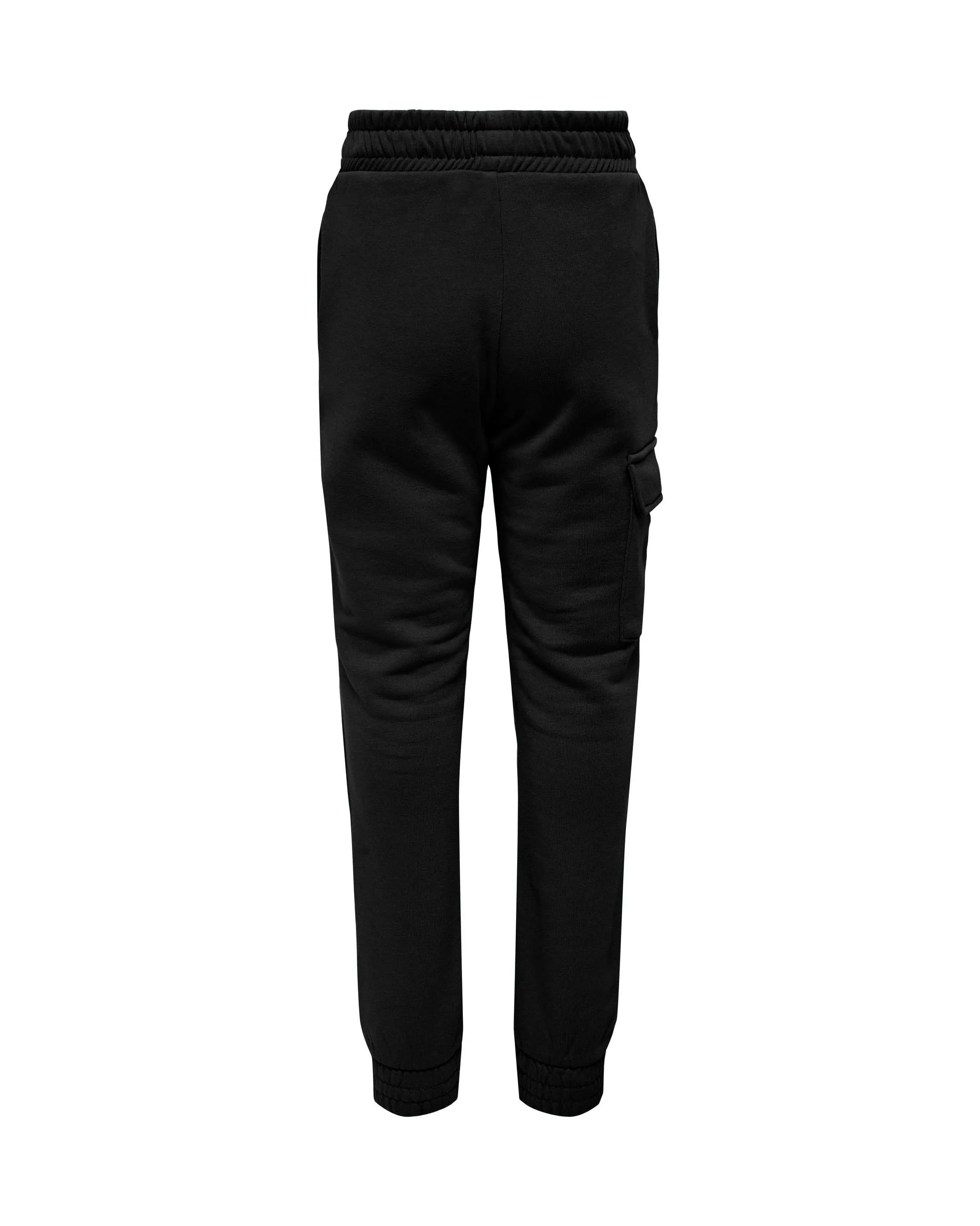Joggers neri in felpa di cotone con elastico inserito in vita e tasca cargo sulla coscia 10-14 anni