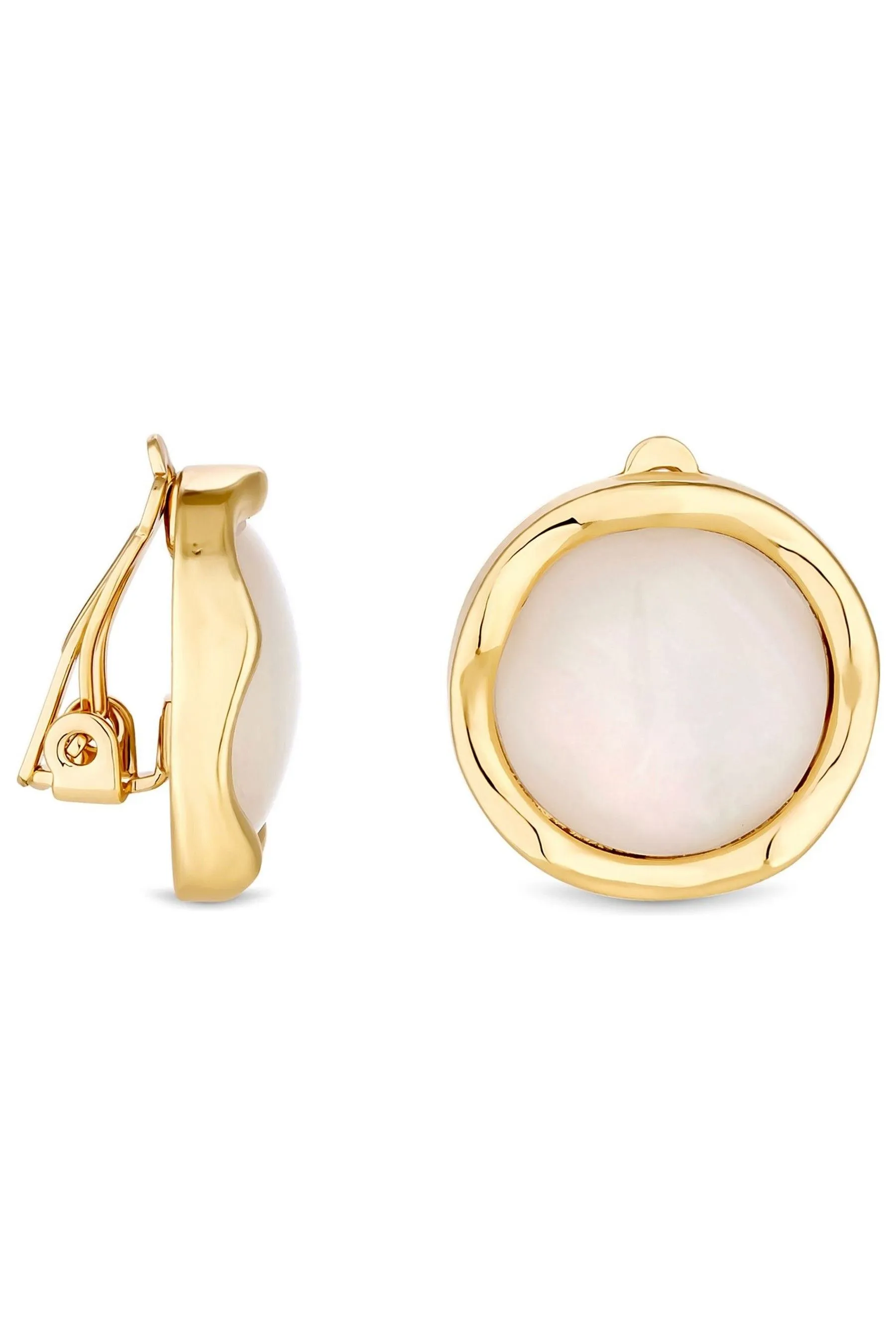 Jon Richard - Orecchini oversize in madre perla centrale con clip rotondo