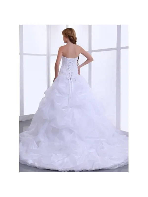 KRISTI - Abito da Sposa Online Corpetto in Pizzo e Gonna Principesca in Organza Glitterata