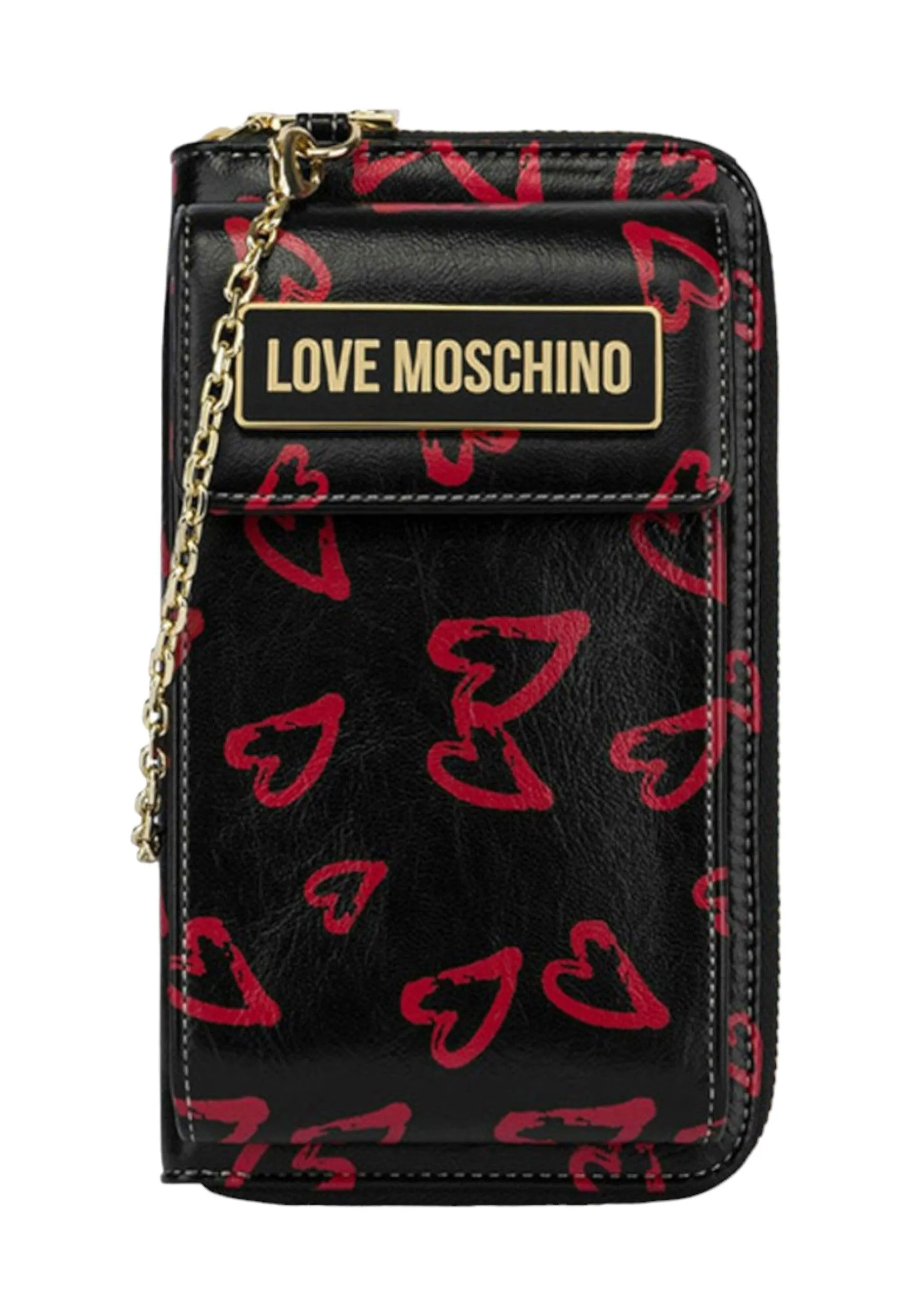 LOVE MOSCHINO Portafoglio Tracolla Donna Nero Rosso JC5701PP0IKM100A