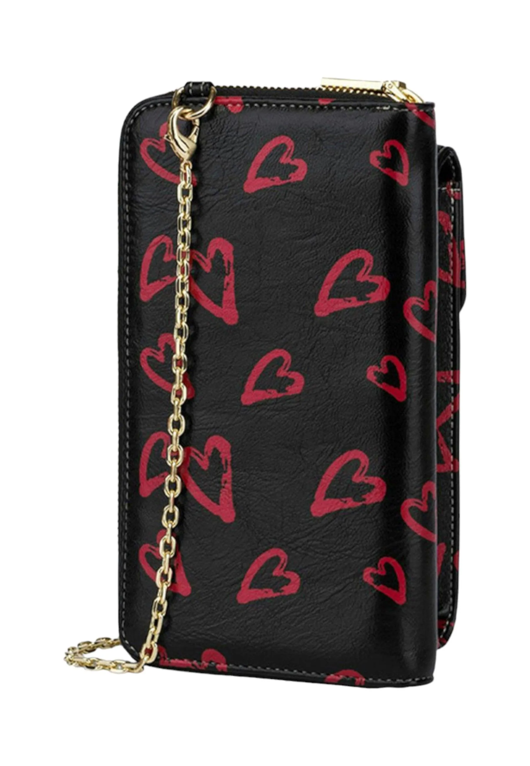 LOVE MOSCHINO Portafoglio Tracolla Donna Nero Rosso JC5701PP0IKM100A