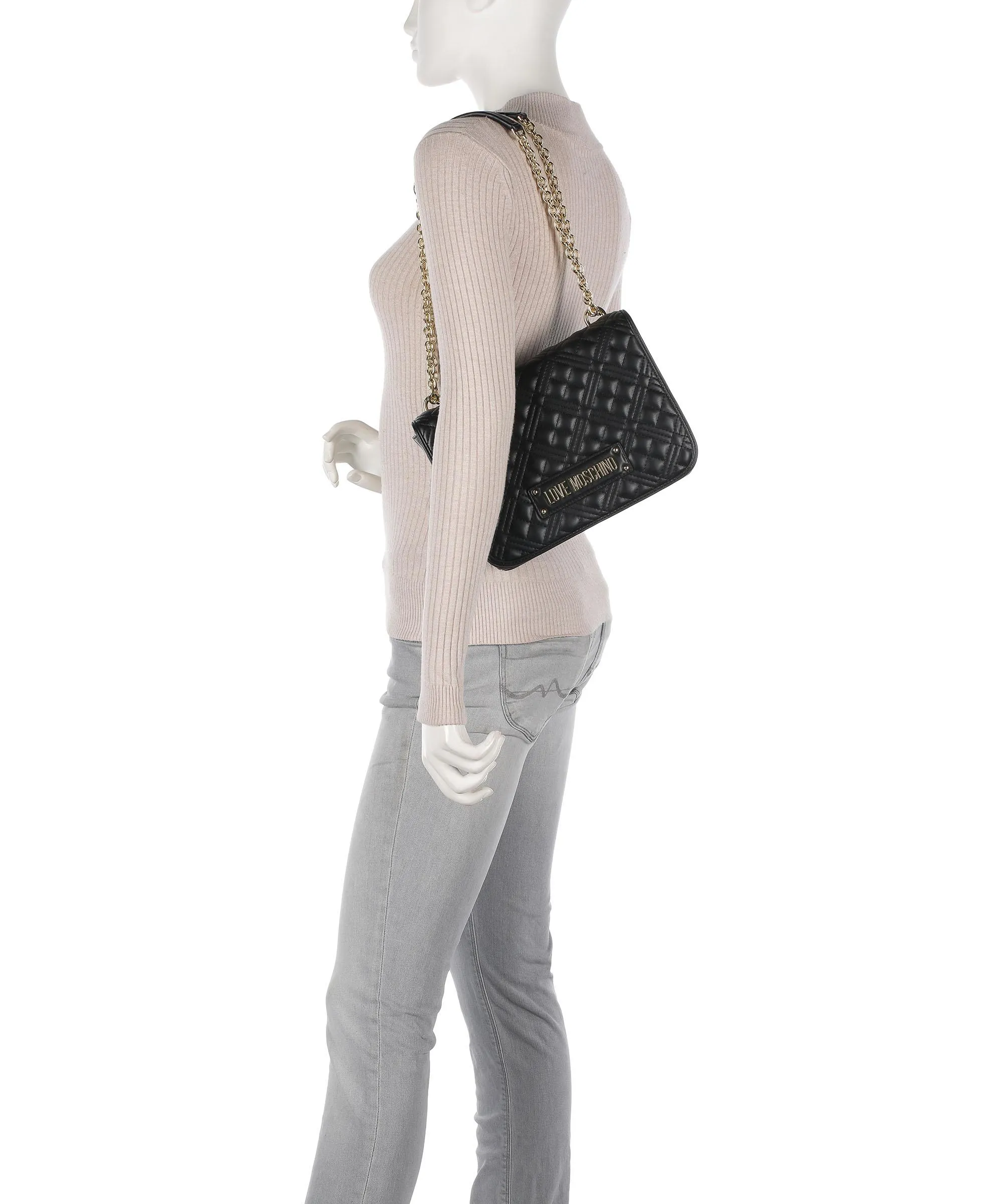  Love Moschino Quilted Borsa a spalla pelle sintetica nero  