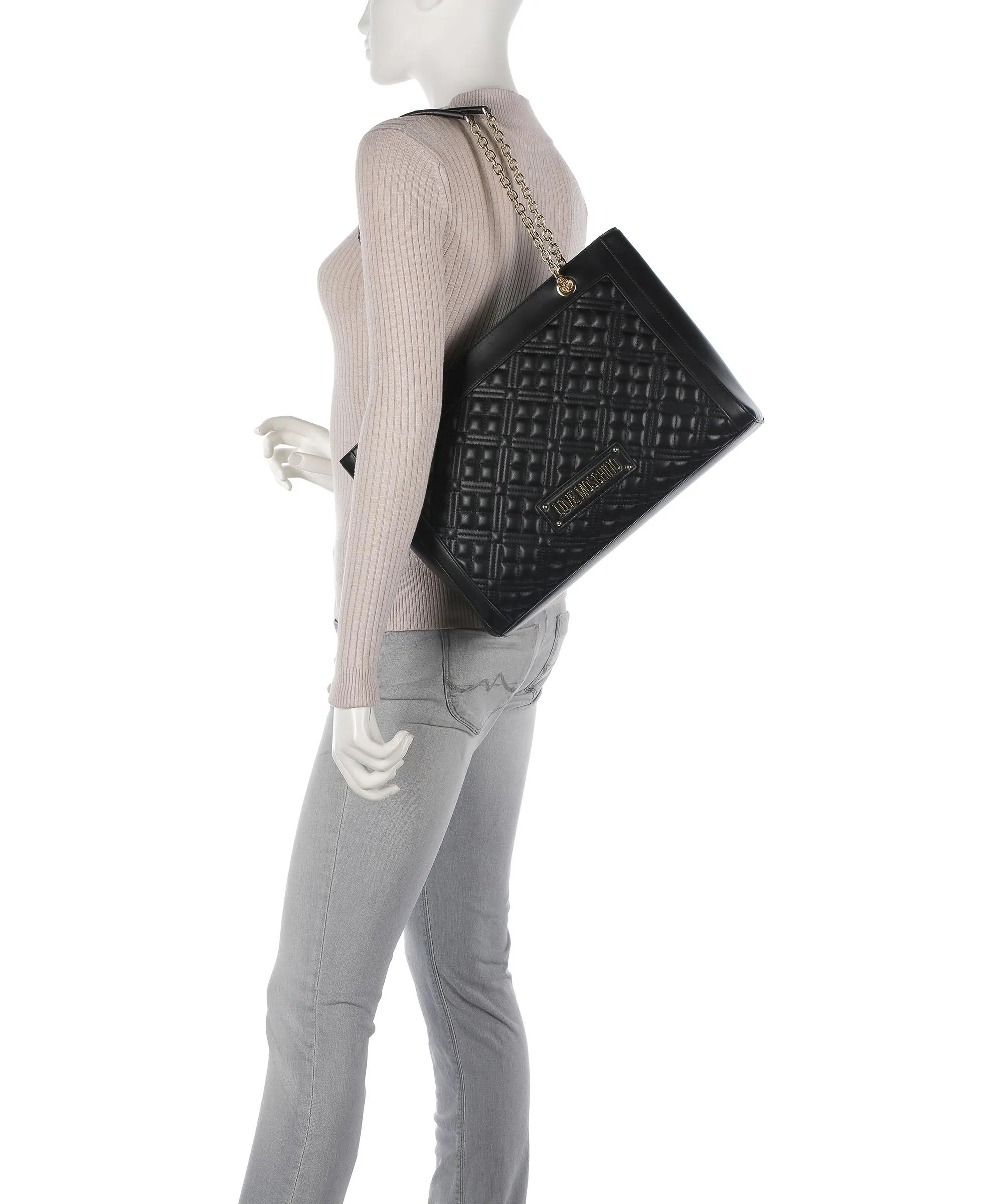  Love Moschino Quilted Borsa shopper pelle sintetica nero  
