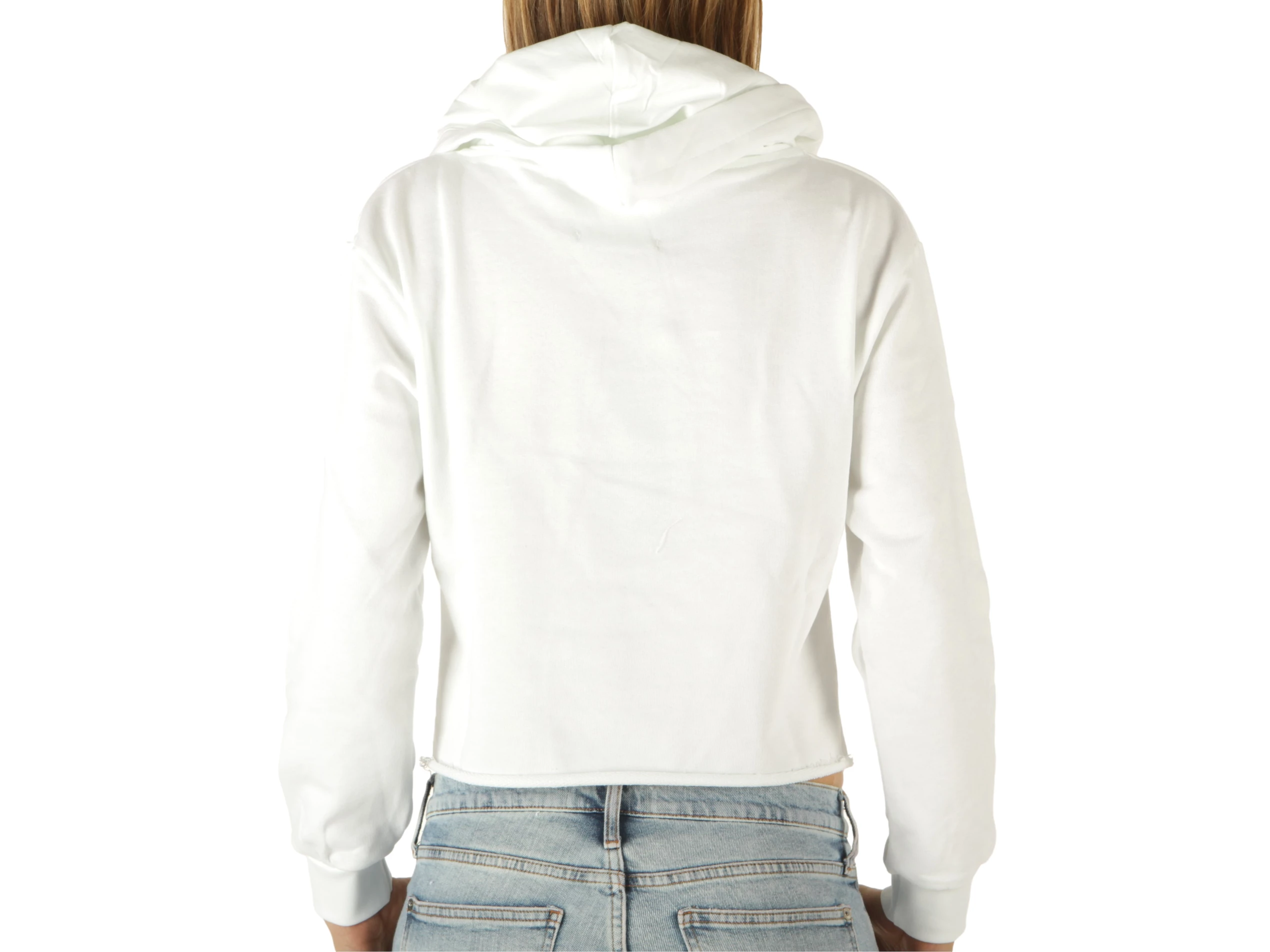 Maglia Cappuccio Donna In Felpa Bianco Glitter Argento