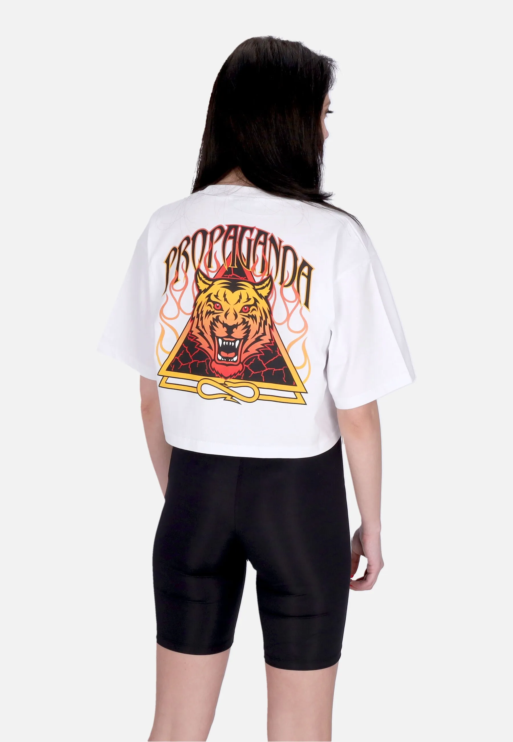 Maglietta Corta Donna W Triangle Bengala Crop Top Tee White
