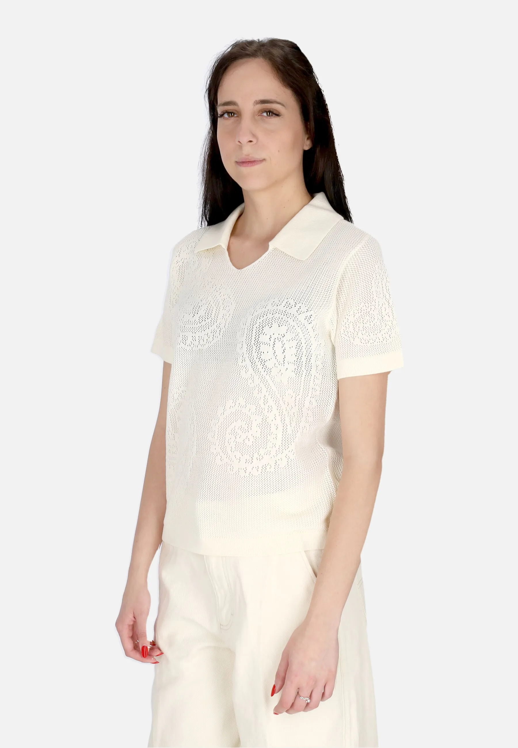 Maglietta Donna W Briana Open Knit Shirt Unbleached
