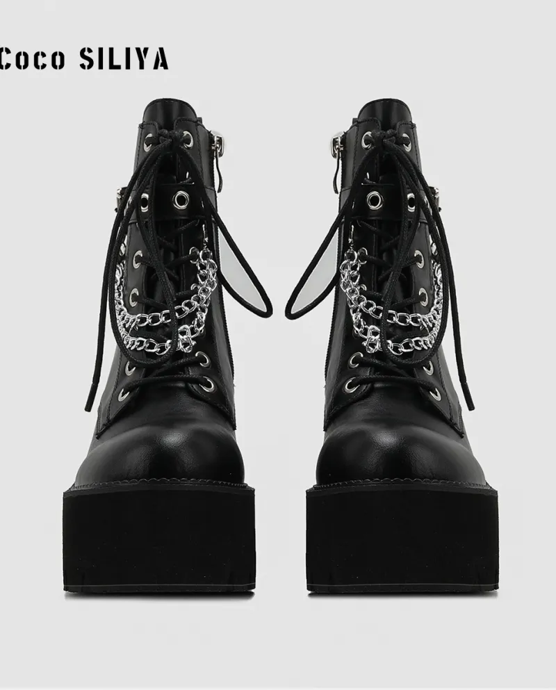 Martin Boots Stivali corti da donna Stivali skinny con tacco alto Scarpe con plateau con tacco spesso