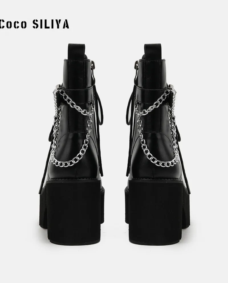 Martin Boots Stivali corti da donna Stivali skinny con tacco alto Scarpe con plateau con tacco spesso