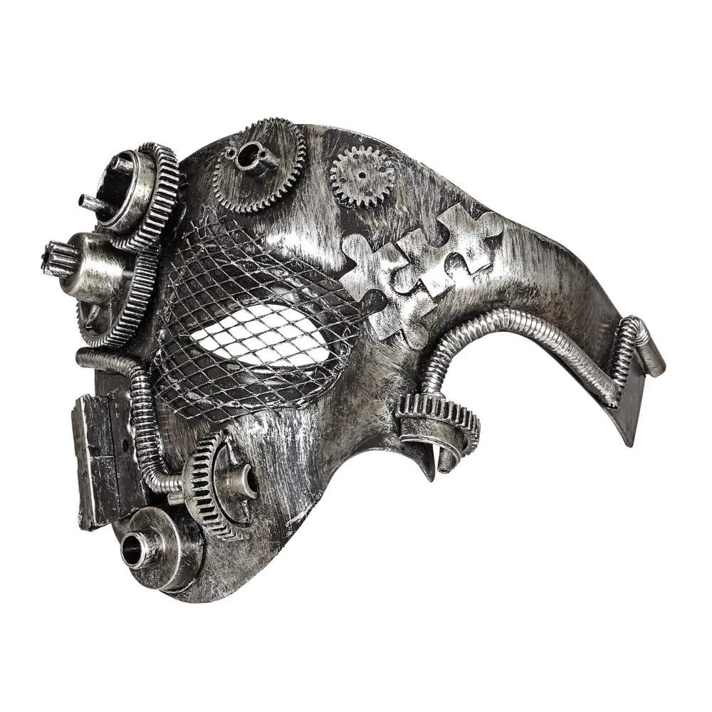 Maschera Mezzoviso Steampunk, Argento, Taglia unica