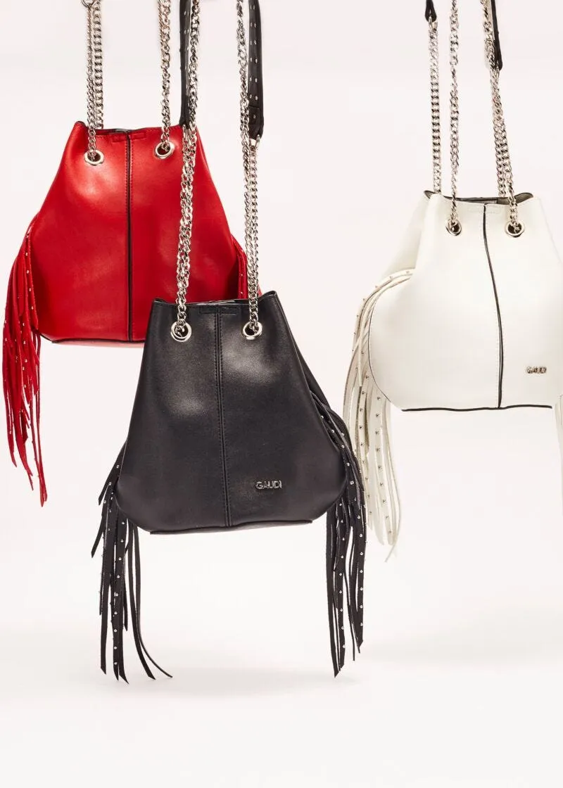 Mini bag effetto suede con frange