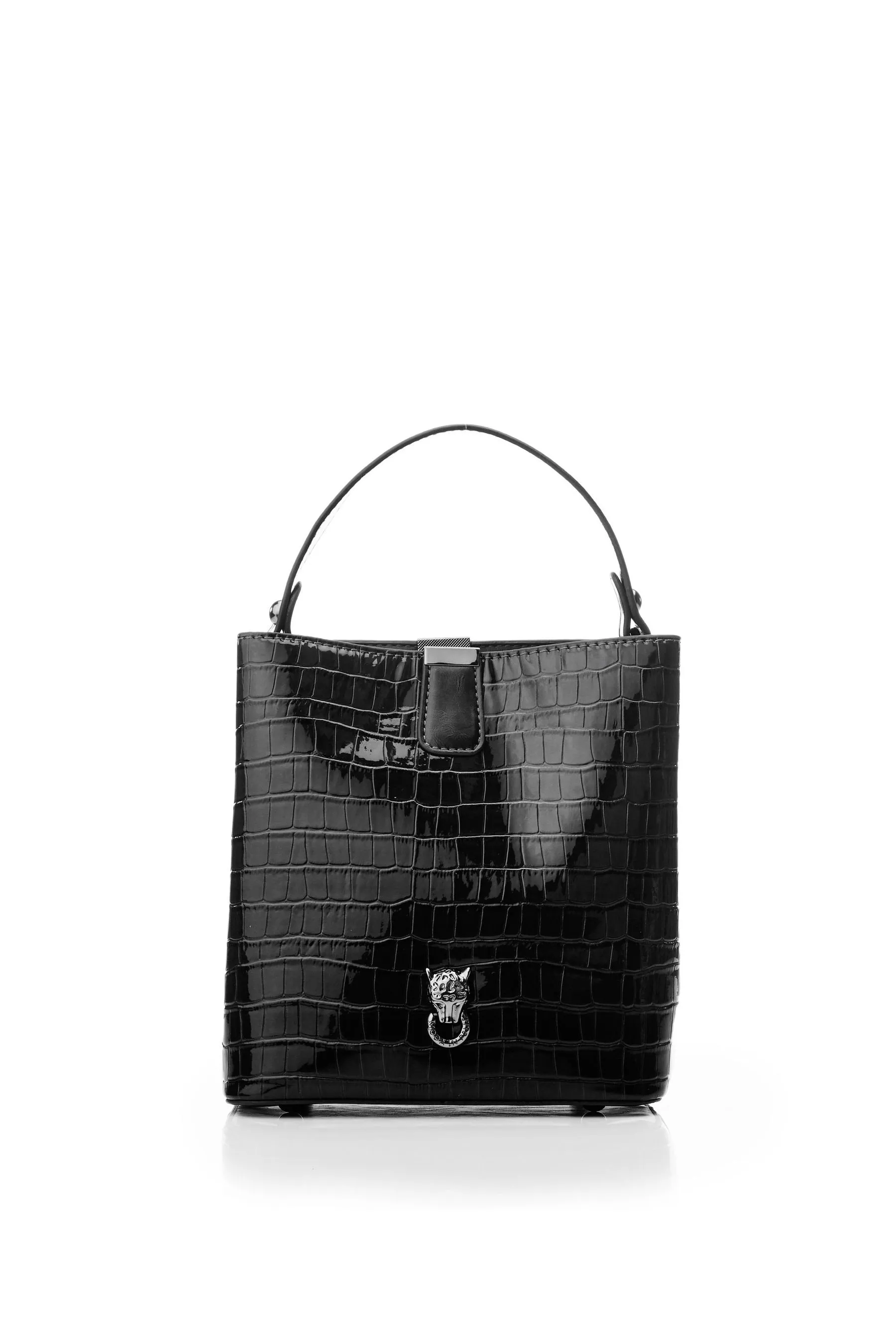 Moda in Pelle Adriana - Borsa a secchiello effetto coccodrillo lucido