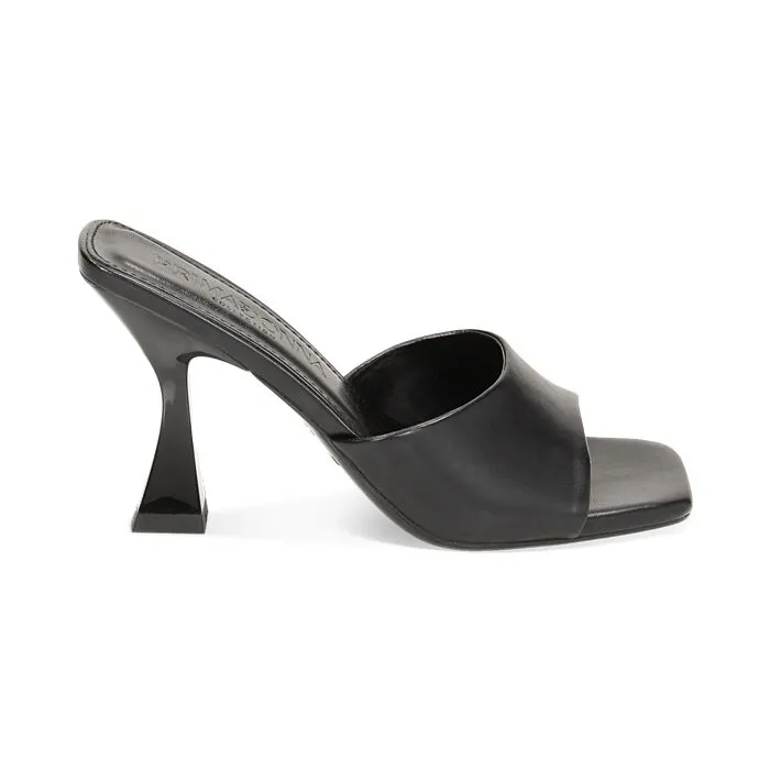 Mules Open Toe nere, tacco 9,5 cm