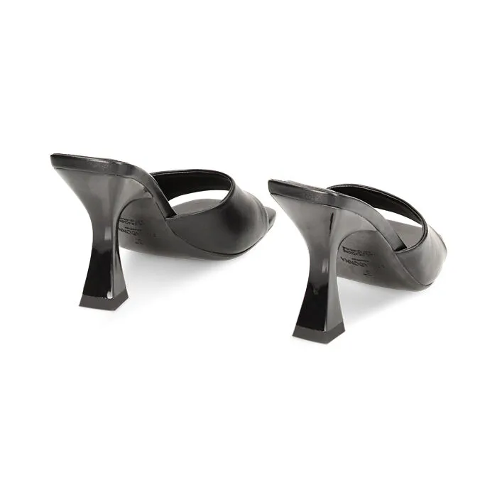 Mules Open Toe nere, tacco 9,5 cm