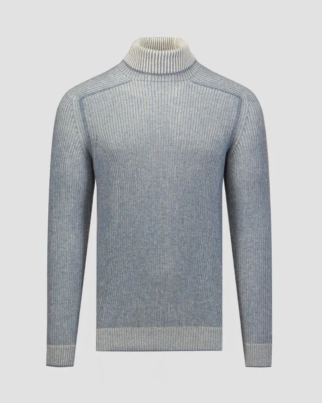 Niebieski sweter kaszmirowy z golfem męski Sease kt030xg006-n53