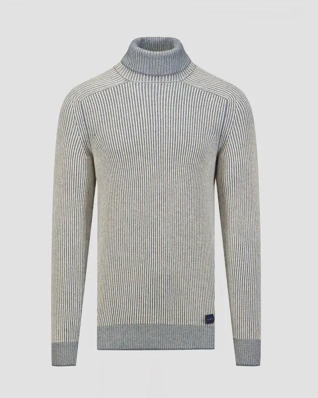 Niebieski sweter kaszmirowy z golfem męski Sease kt030xg006-n53