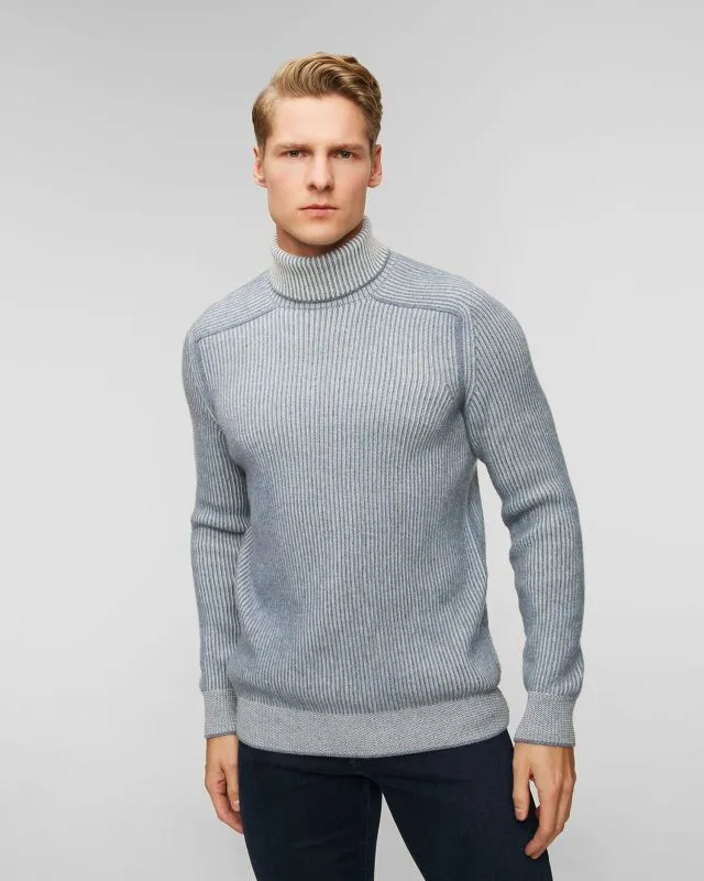 Niebieski sweter kaszmirowy z golfem męski Sease kt030xg006-n53