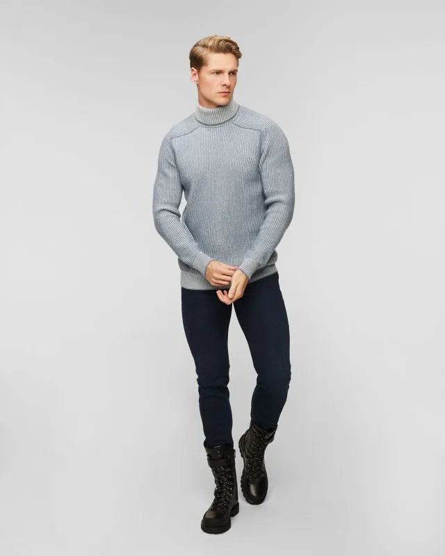 Niebieski sweter kaszmirowy z golfem męski Sease kt030xg006-n53