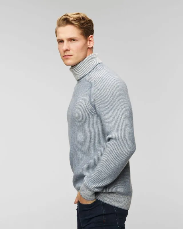 Niebieski sweter kaszmirowy z golfem męski Sease kt030xg006-n53
