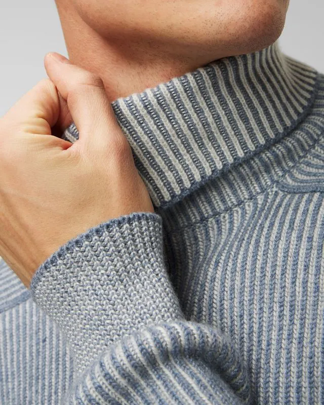 Niebieski sweter kaszmirowy z golfem męski Sease kt030xg006-n53