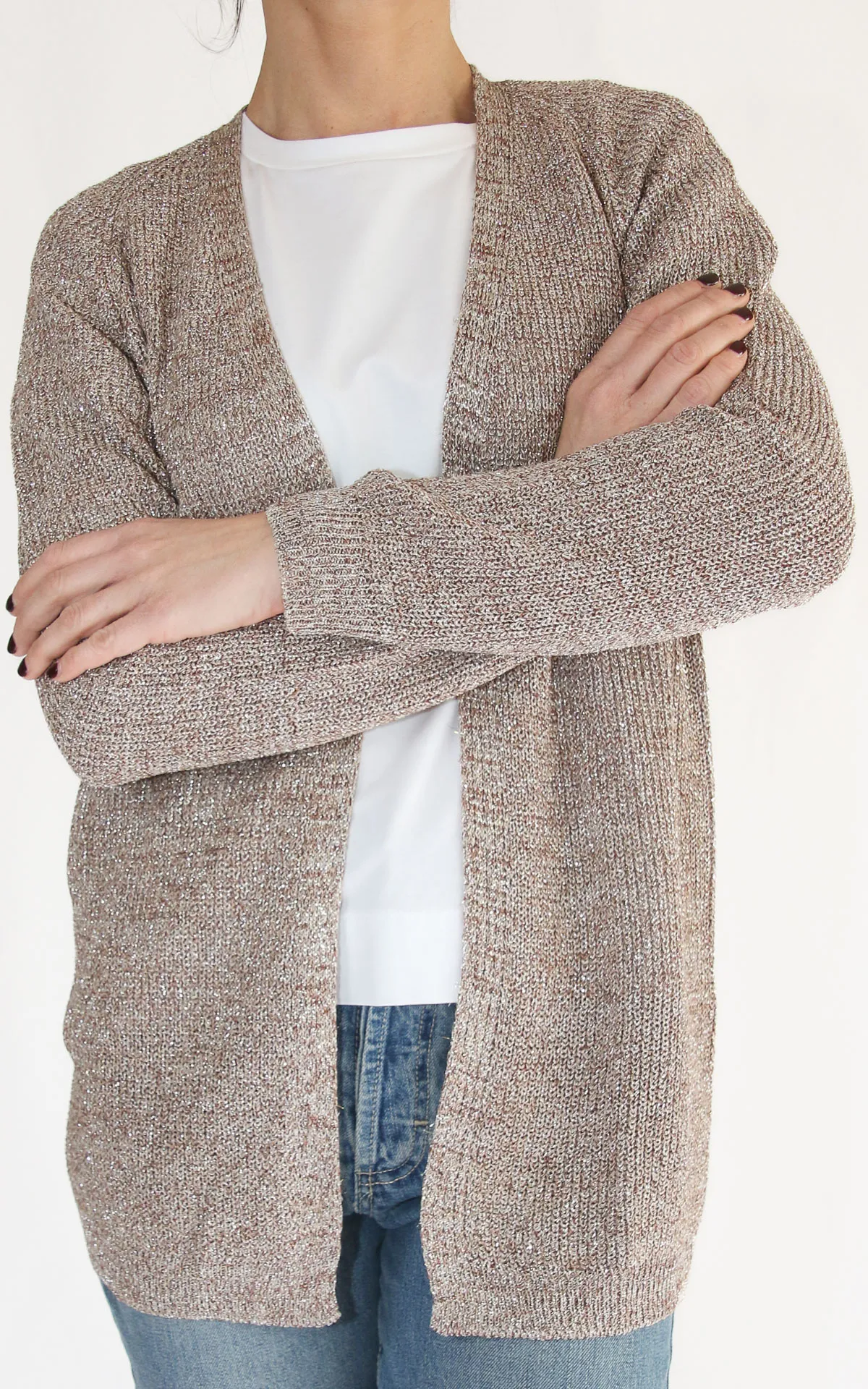 Off-on – Cardigan lurex – Camel