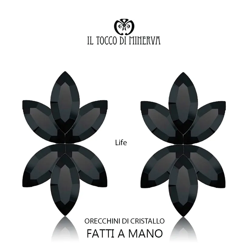 Orecchini di cristallo Life nero - Fatto a mano